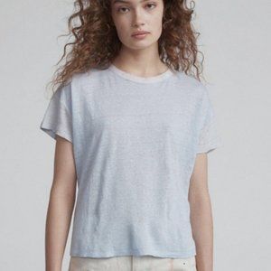 Rag & Bone Payton Linen Color Block Tee, Baby Blue